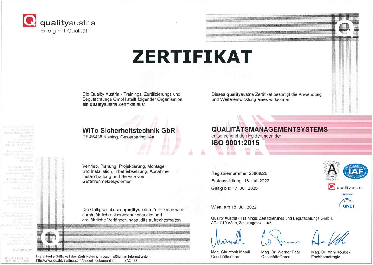 ISO-9001 Zertifikat aus 2022